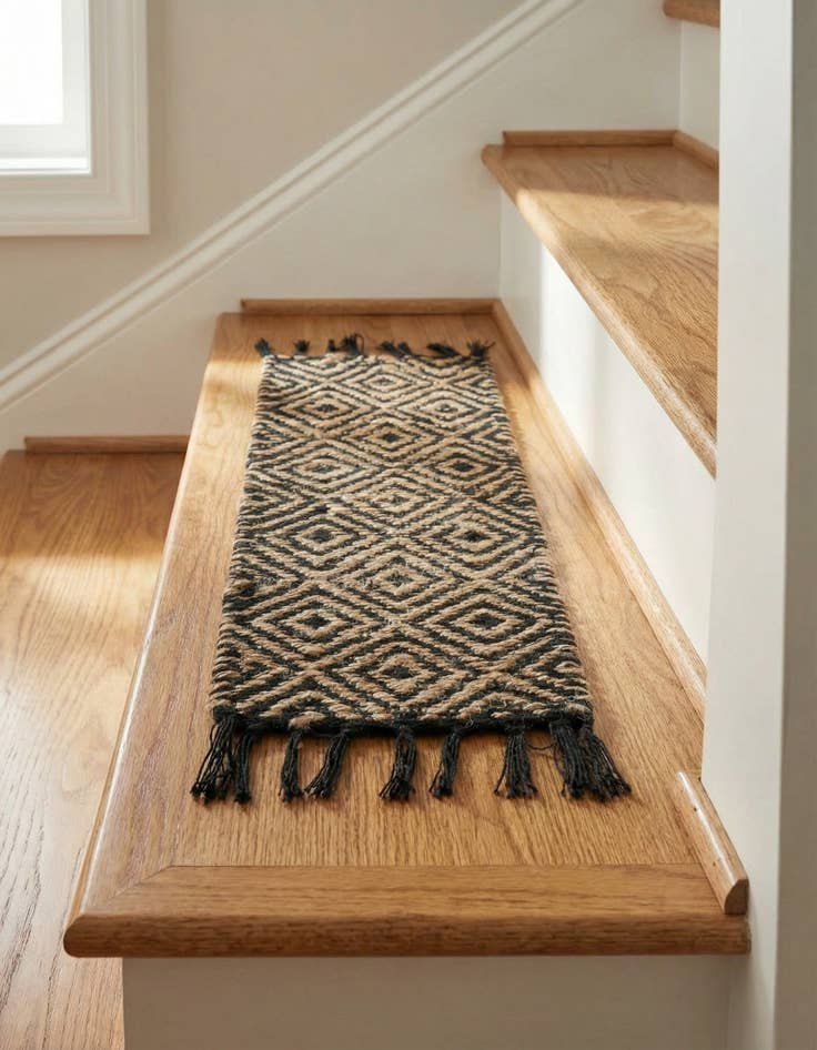 Detail image of 0' 9 x 2' 6  Hand Woven Braided Jute Stair Rug