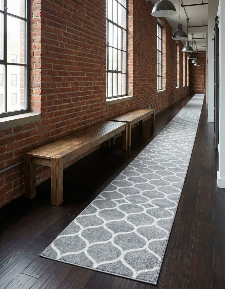 Detail image of  2' x 13' Lattice Frieze Runner Rug