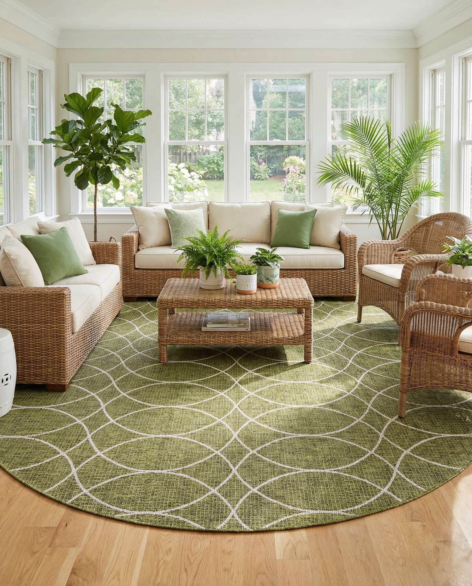 10' x 10' Easy-Clean Lattice Indoor / Outdoor Round Rug