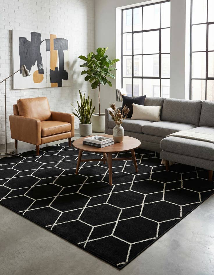 Detail image of  10' x 10' Lattice Frieze Square Rug