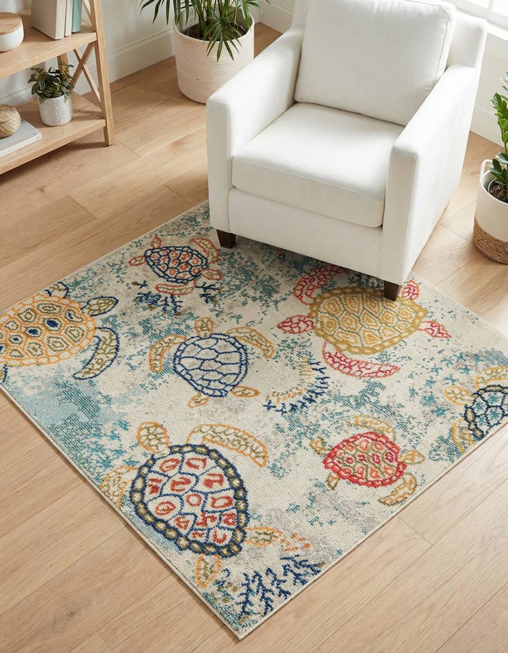 Detail image of 4' 1 x 4' 1 Washable Amalfi Square Rug