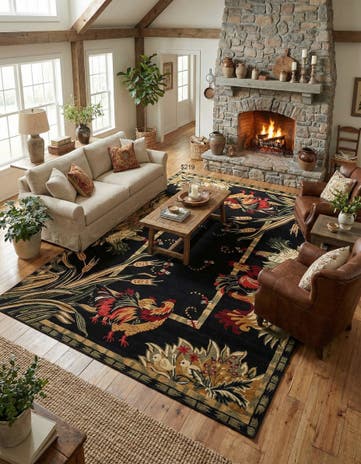 Black Pastoral Rug