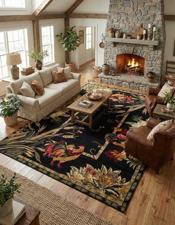 Black Pastoral Rug