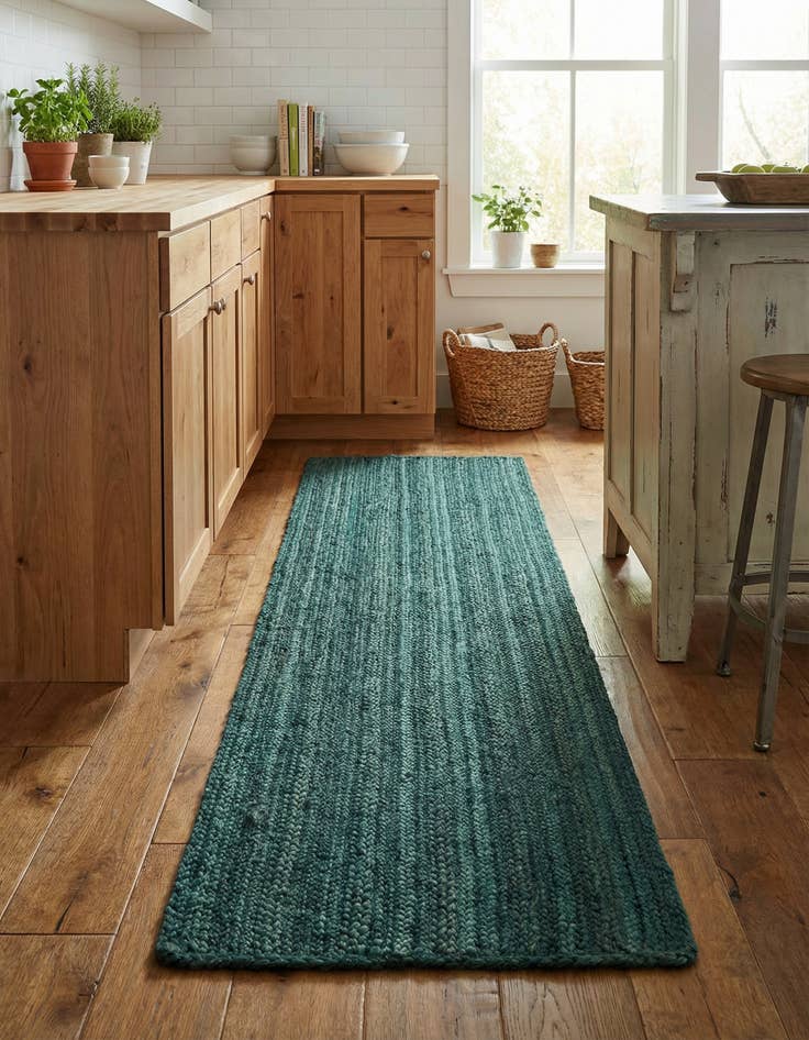 Detail image of 2' x 8'  Hand Braided Jute Runner Rug