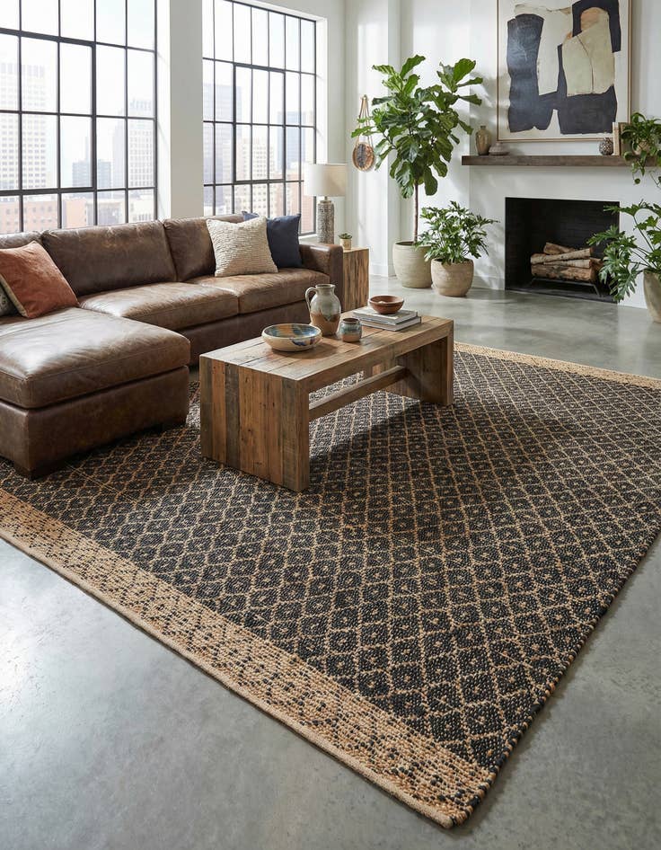 Detail image of 10' x 10' Hand Woven Chindi Trellis Square Rug