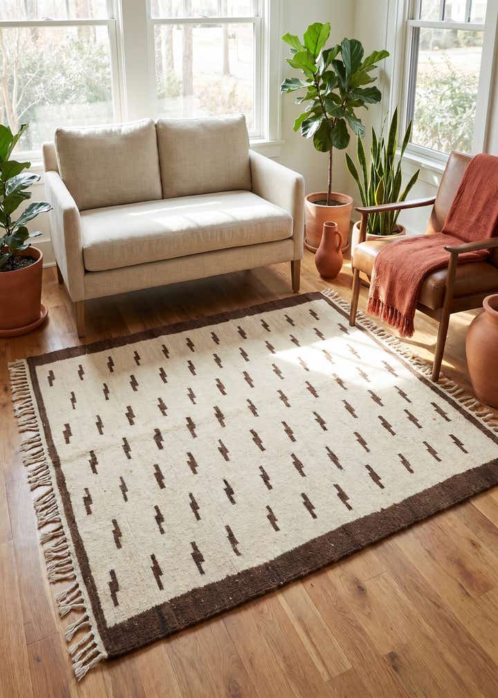 4' 9 x 5' 7 Hand Knotted Moroccan Wool Square Rug