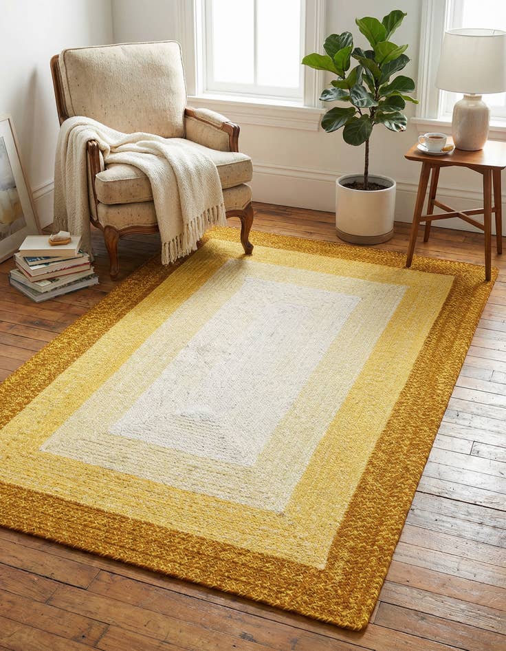 Detail image of 4' 1 x 6' 1 Handmade Hand Braided Wool Rug