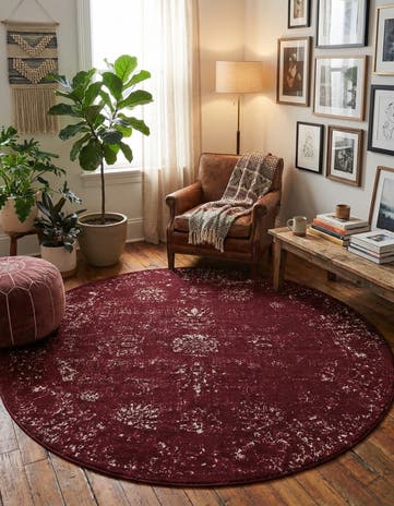 Burgundy Monte Carlo Round Rug