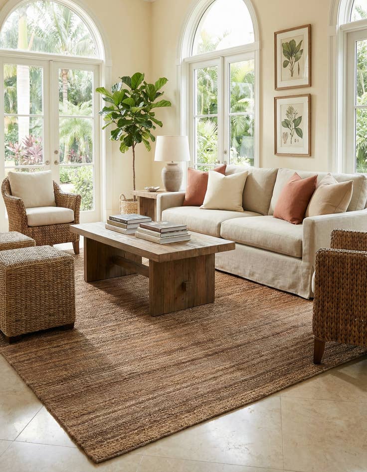 Detail image of 9' x 12'  Hand Woven Palm Beach Jute Rug