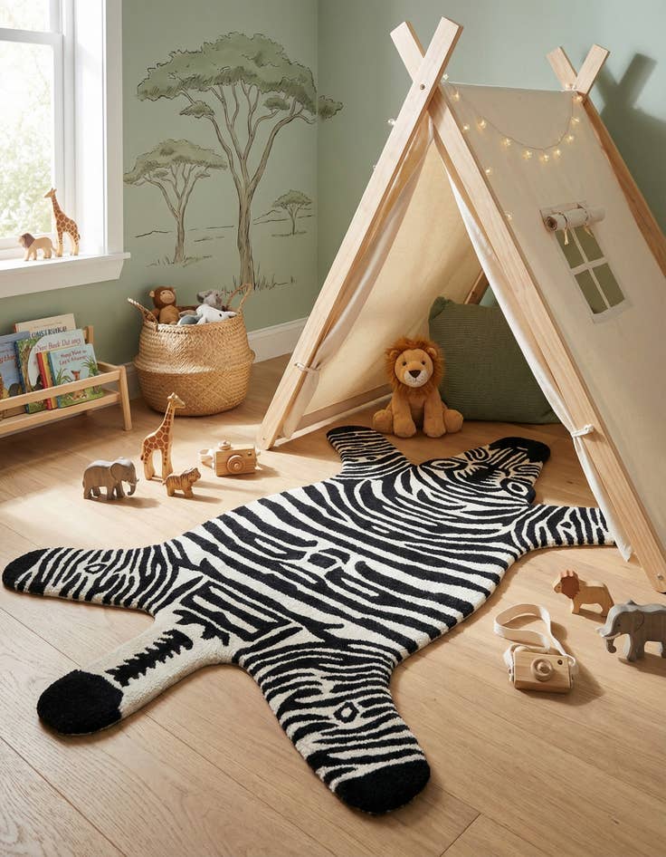 Detail image of 4' 1 x 6' 1 Playtime Kids Wool Freeform Rug