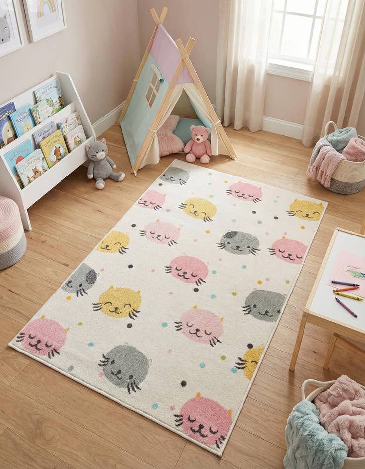 Detail image of 4' x 6' Cats Whimsy Kids Rug