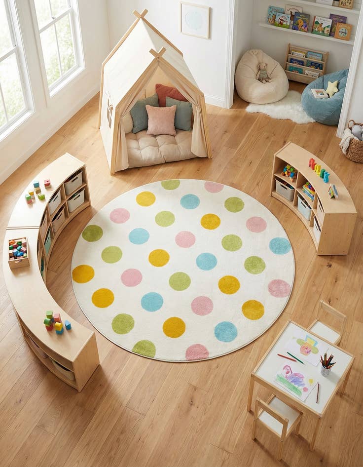 Detail image of 7' 10 x 7' 10 Whimsy Kids Round Rug