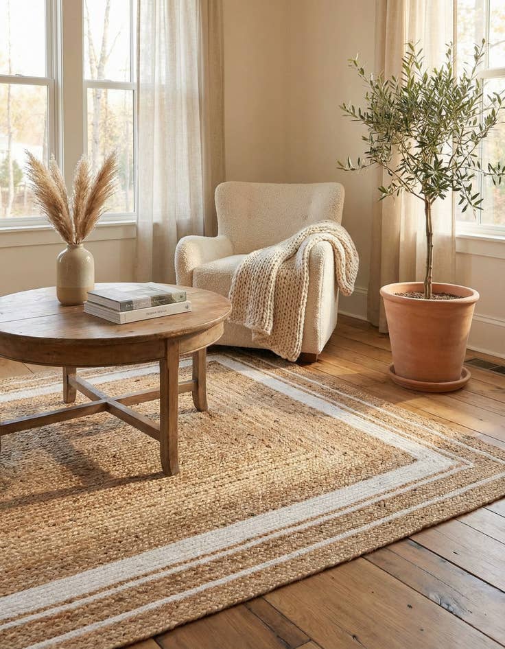 Detail image of 5' 1 x 8' Handmade Braided Jute Rug