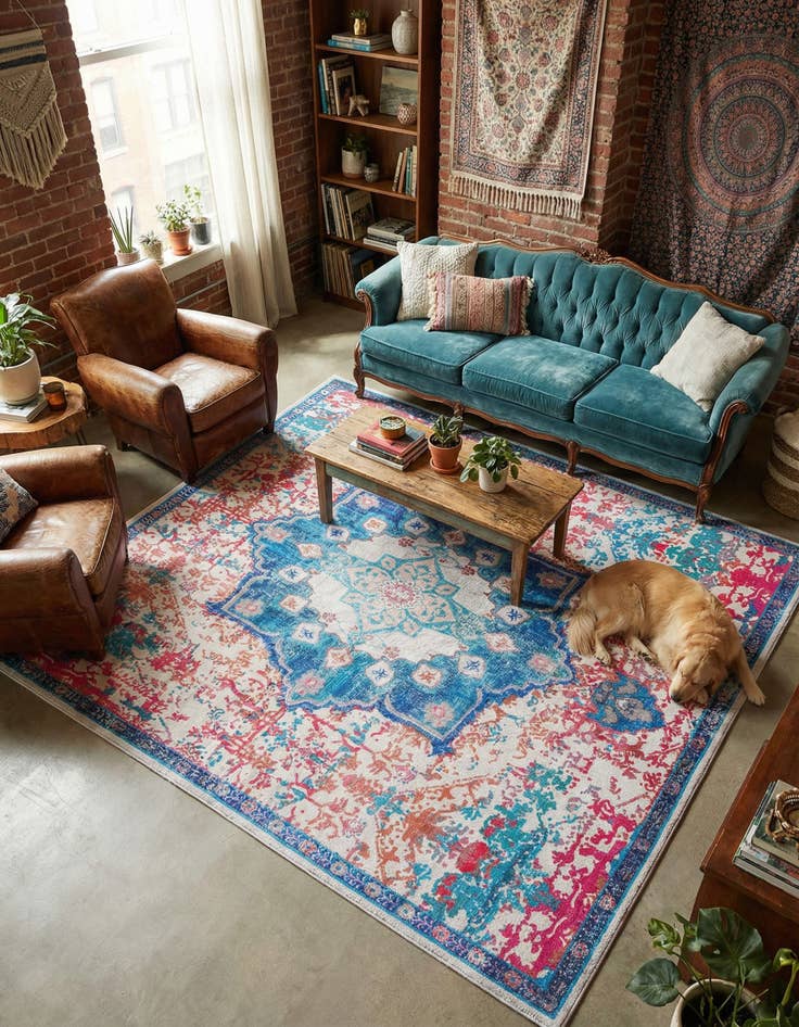 Detail image of 7' 10 x 7' 10 Washable Francesca Square Rug