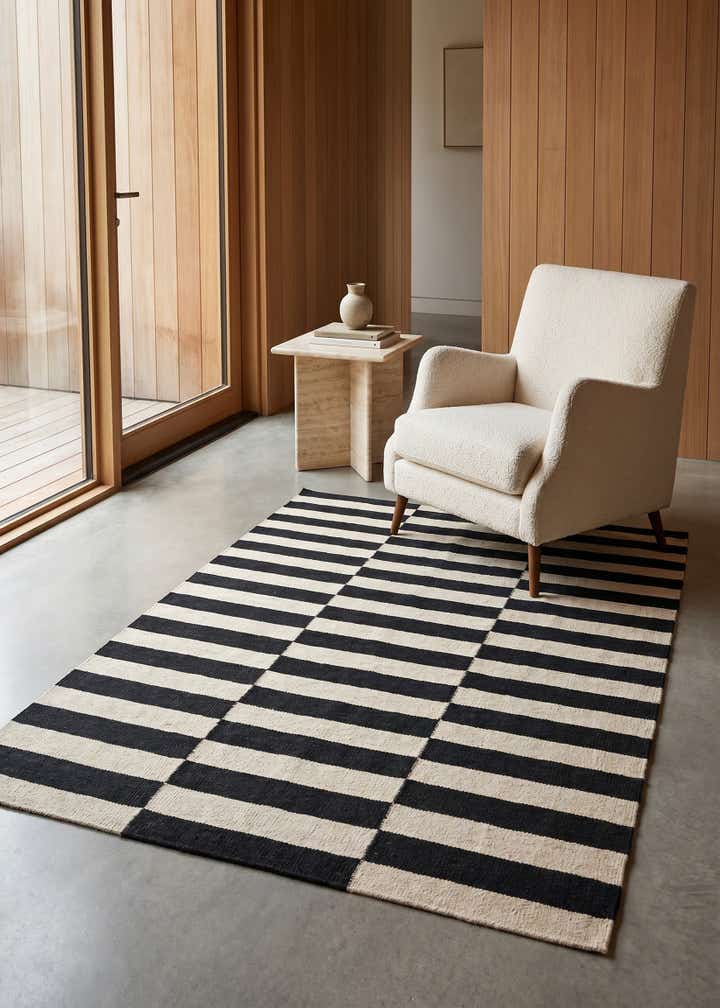 3' 7 x 4' 9 Hand Woven Kilim Modern Wool Rug
