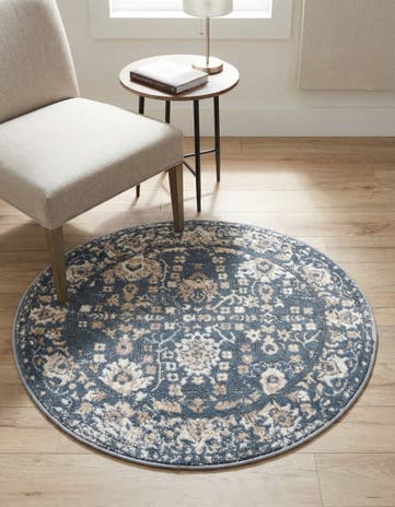 Blue Oregon Round Rug