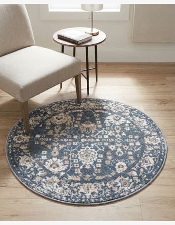 Blue Oregon Round Rug