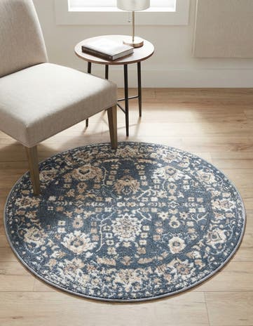 Blue Oregon Round Rug