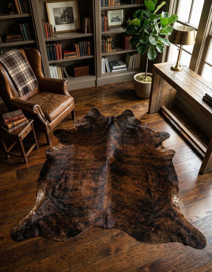 Detail image of 4' 9 x 5' 2 Cowhide Leather Rug