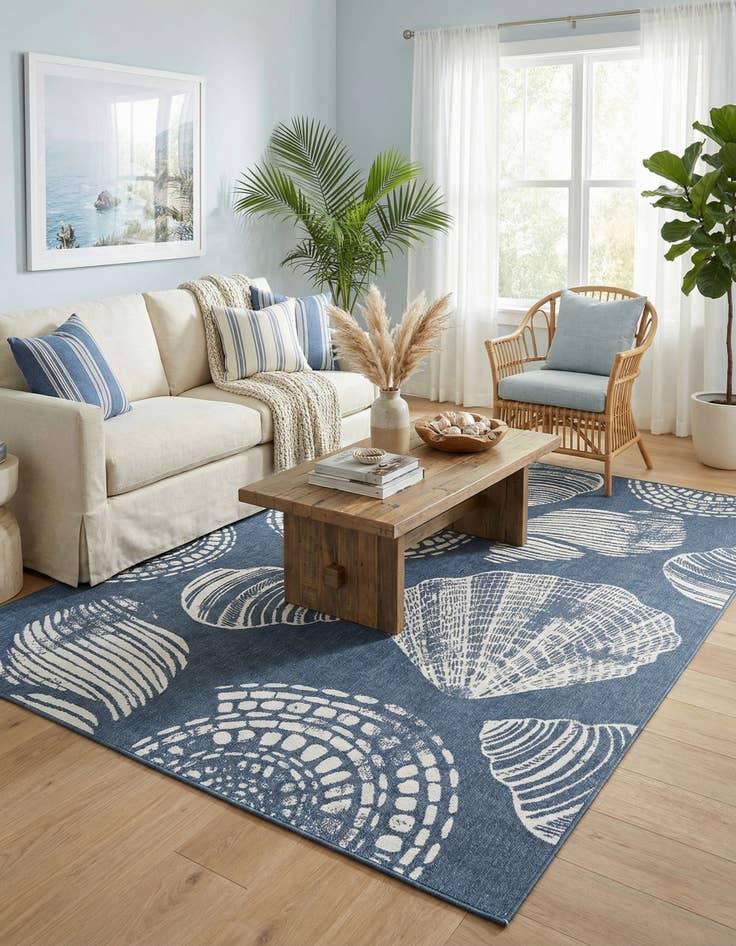 Detail image of 9' x 12'  Washable Coastal Indoor / Outdoor Rug
