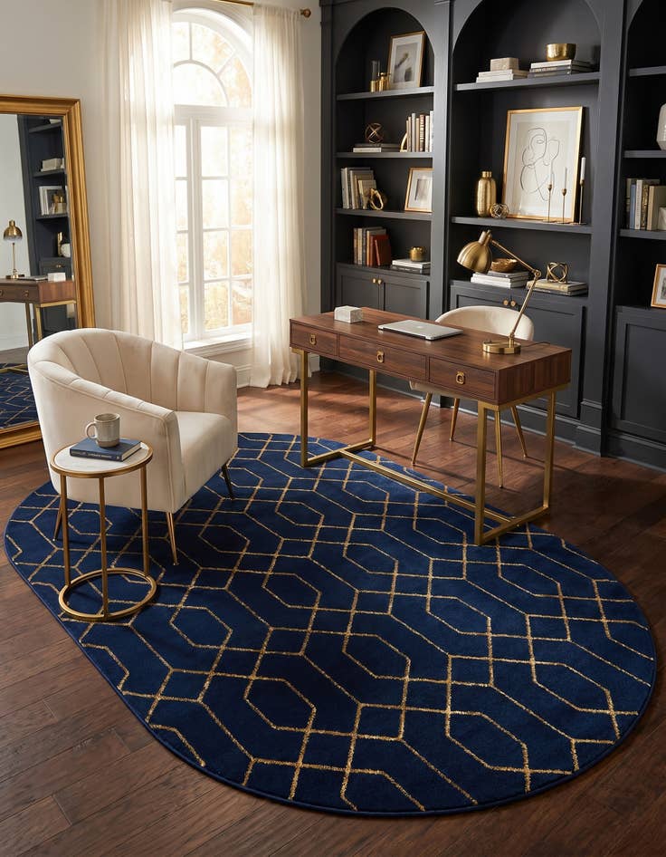 Detail image of 5' 3 x 8' Marilyn Monroe™ Glam Trellis Oval Rug