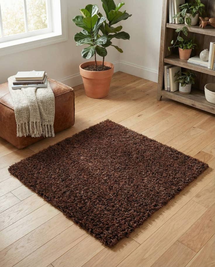 Detail image of 3' x 3' Solid Shag Square Rug
