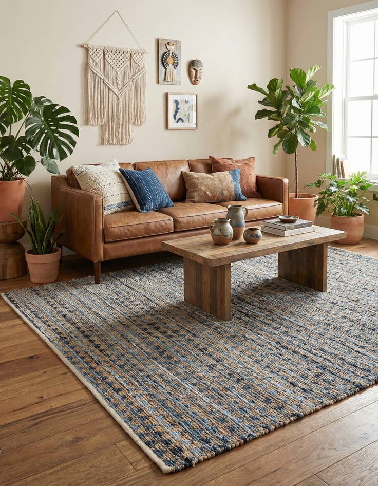 Detail image of 8' x 11'  Hand Woven Chindi Jute Rug