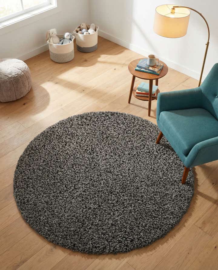 4' x 4' Solid Shag Round Rug