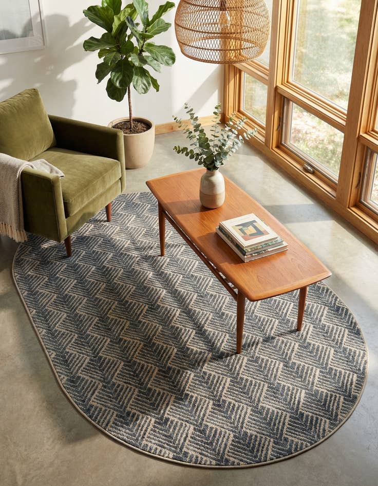 Detail image of 5' 3 x 8' Eco Trellis Oval Rug