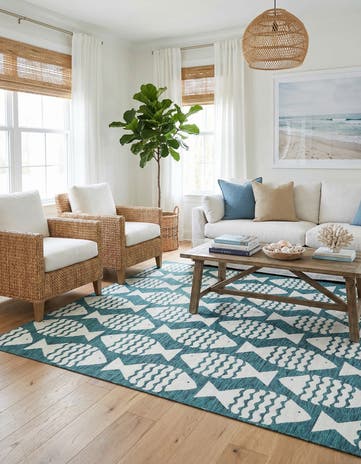 10' x 10' Easy-Clean Coastal Indoor / Outdoor Square Rug