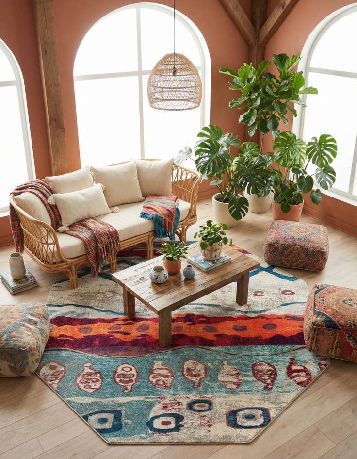 Detail image of 7' 10 x 7' 10  Washable Vivid Octagon Rug