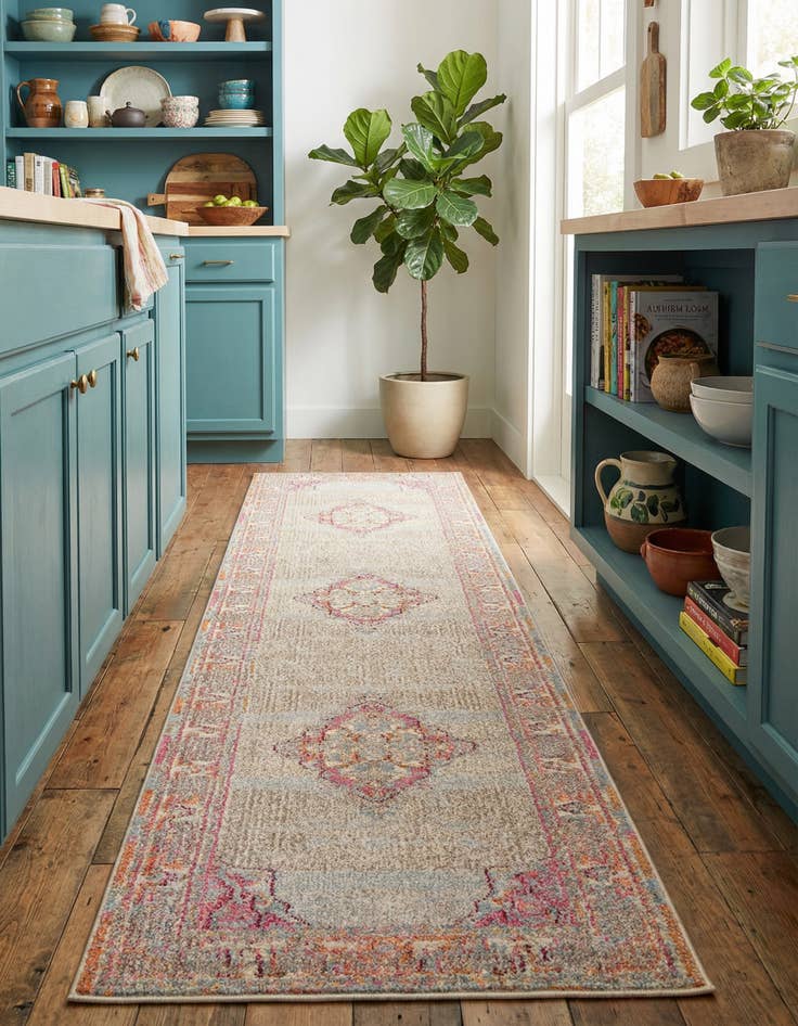 Detail image of 2' 7 x 10' Washable Fleur Runner Rug