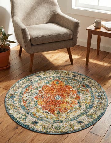 Orange Veneto Round Rug