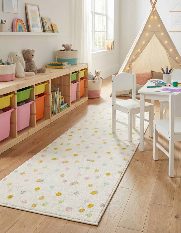 Detail image of 2' 2 x 6' 1 Polka Dot Whimsy Kids Runner Rug