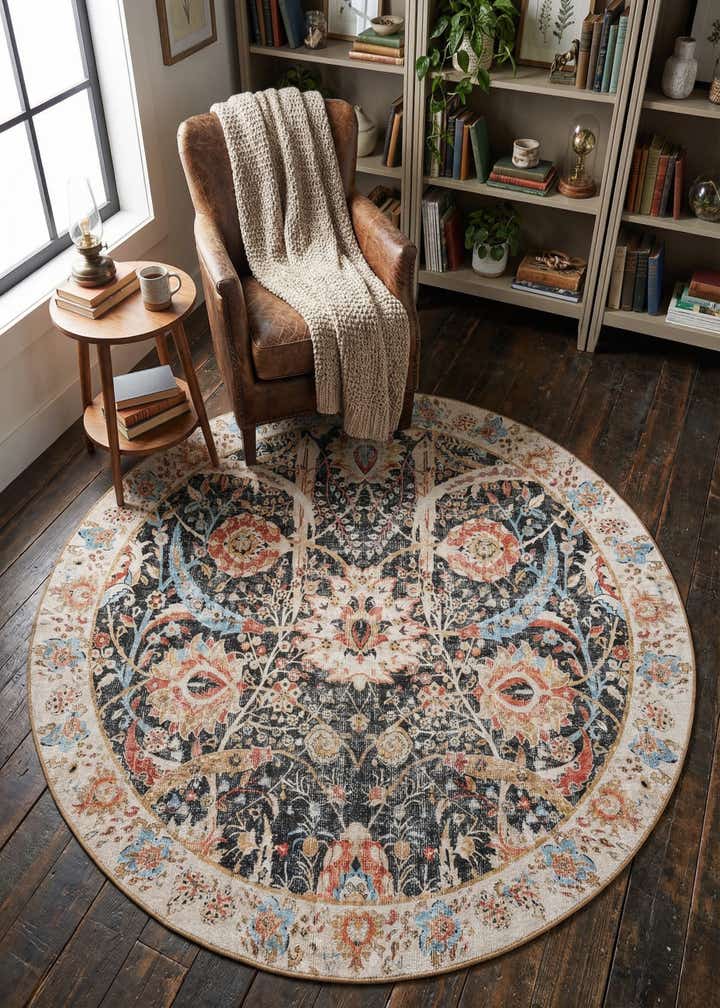 7' 10 x 7' 10 Washable Timeless Round Rug
