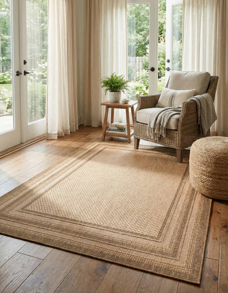 Detail image of 5' 3 x 8' Washable Border Indoor / Outdoor Rug
