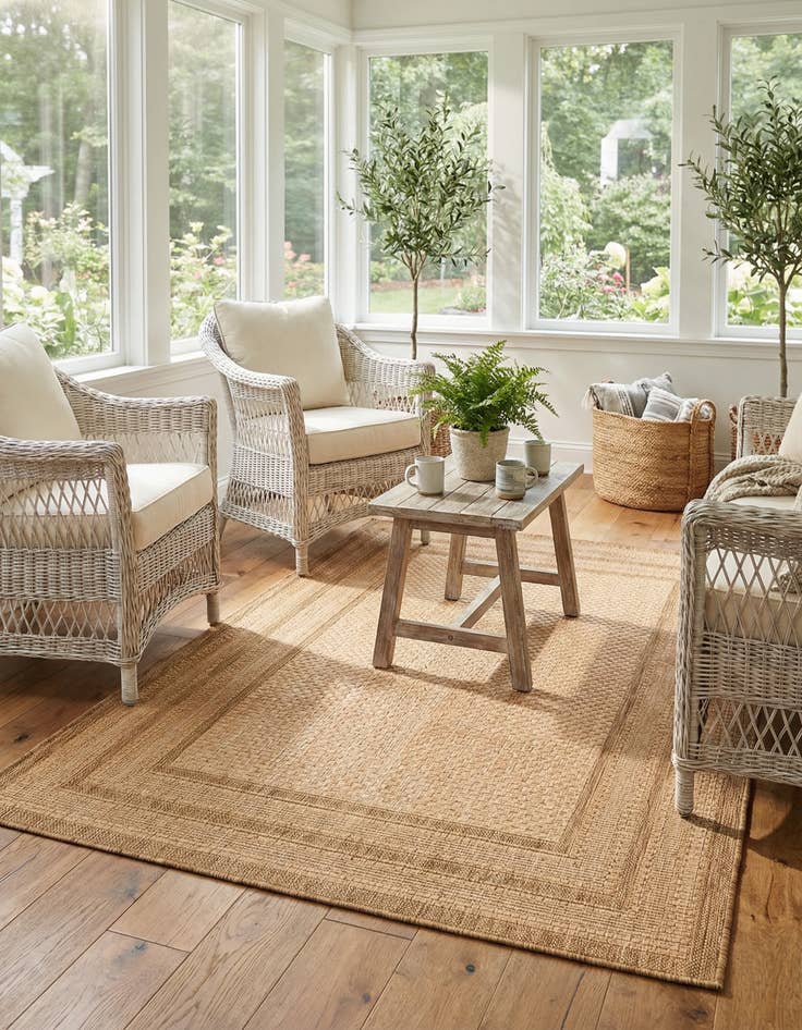 Detail image of 4' x 6' Washable Border Indoor / Outdoor Rug