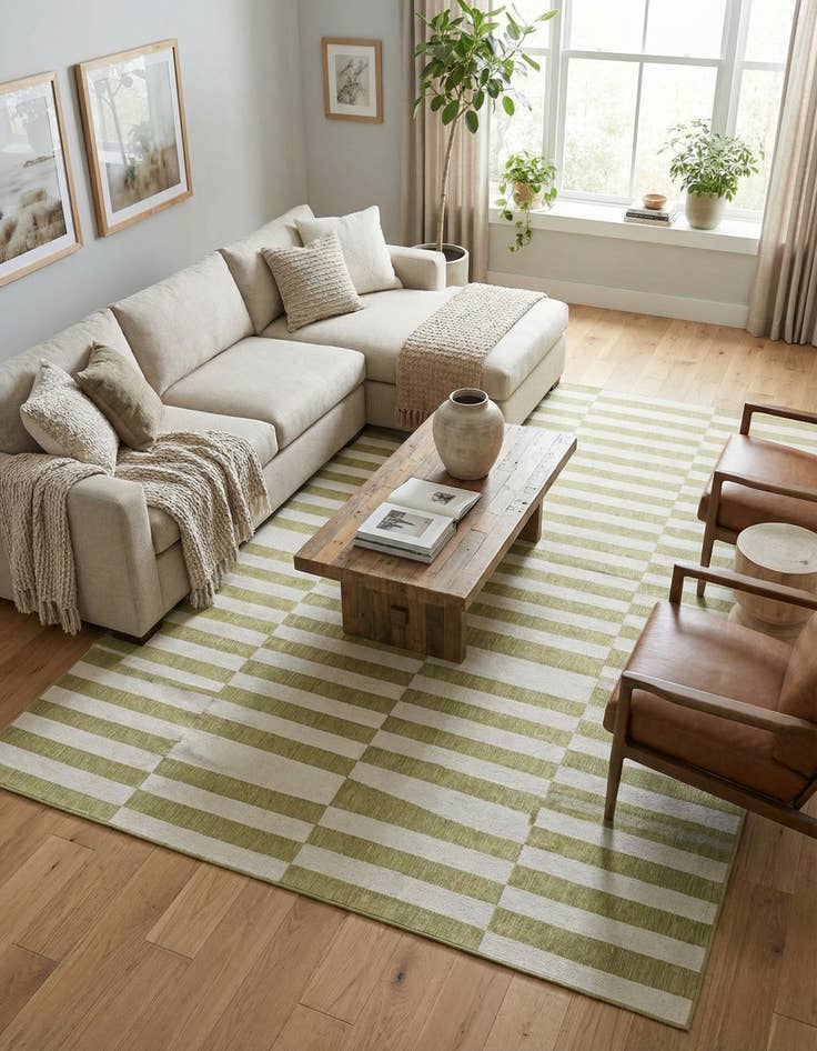 Detail image of 10' x 14'  Washable Striped Indoor / Outdoor Rug