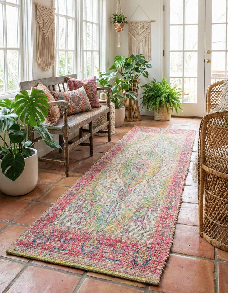 Detail image of 2' 2 x 8' Hand Woven Chenille Jute Runner Rug