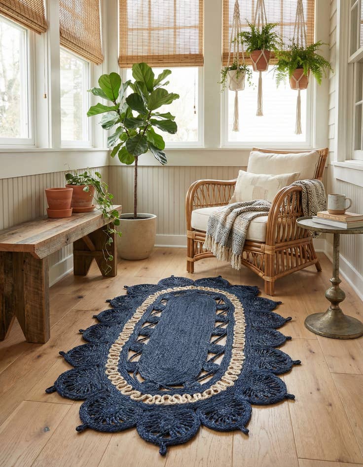 Detail image of 3' 1 x 5' 1  Hand Braided Jute Oval Rug