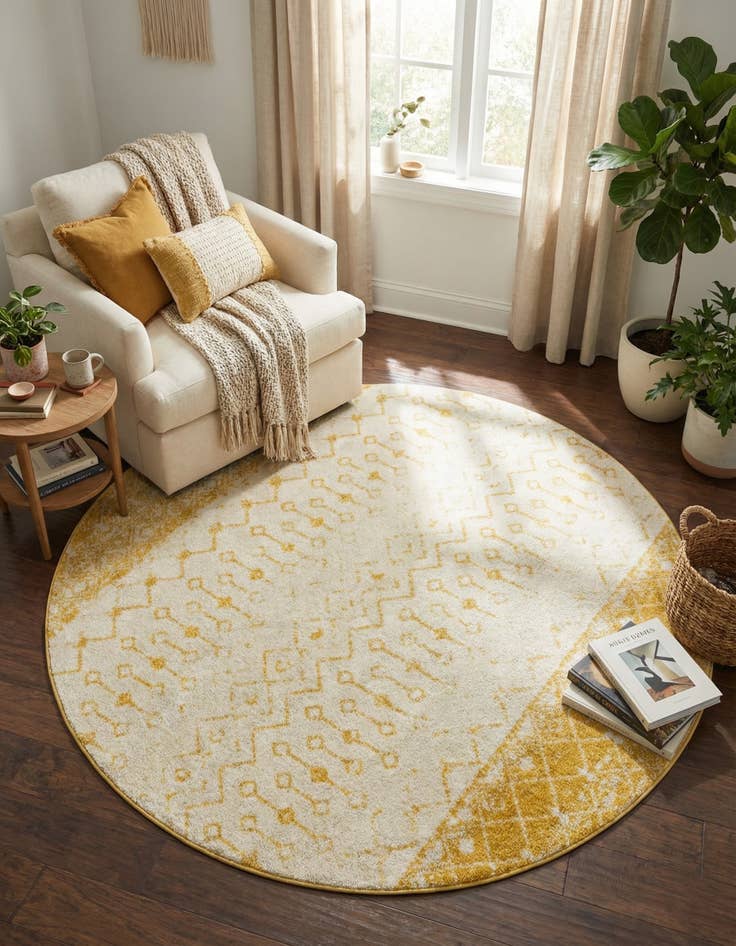 Detail image of 7' 10 x 7' 10 Moroccan Trellis Round Rug