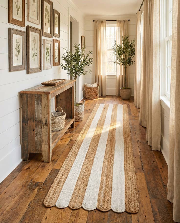 Detail image of 2' 7 x 12' Handmade Scallop Braided Jute Runner Rug