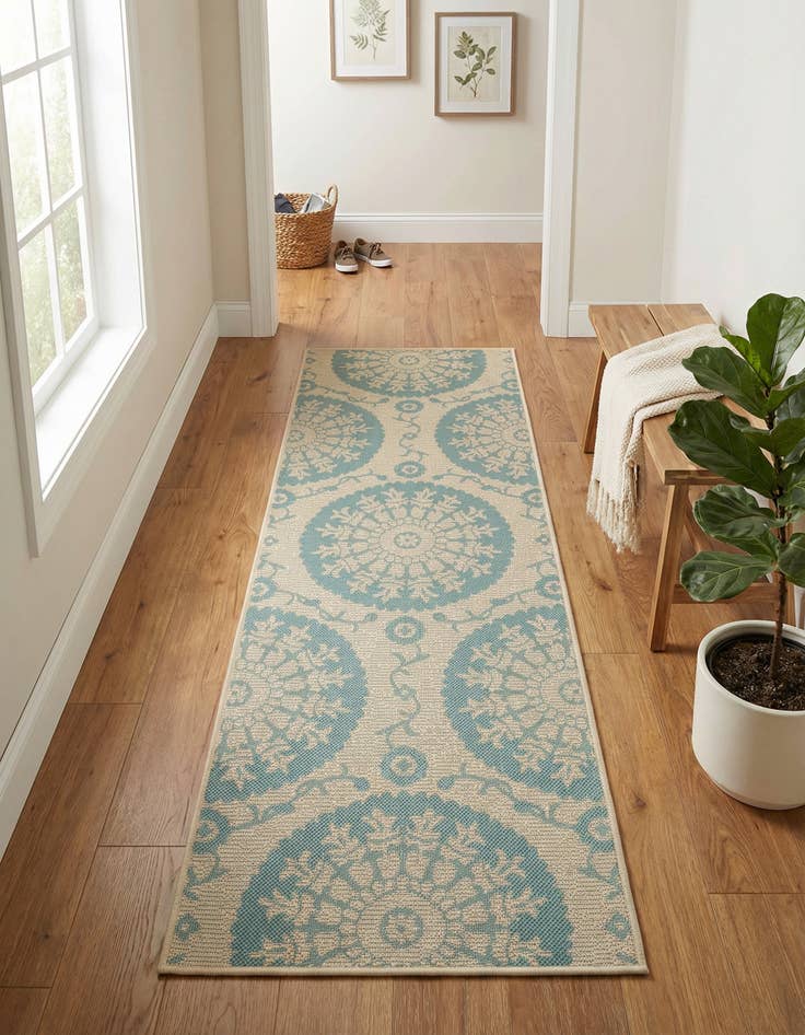 Detail image of 2' 2 x 6' Washable Botanical Indoor / Outdoor Runner Rug