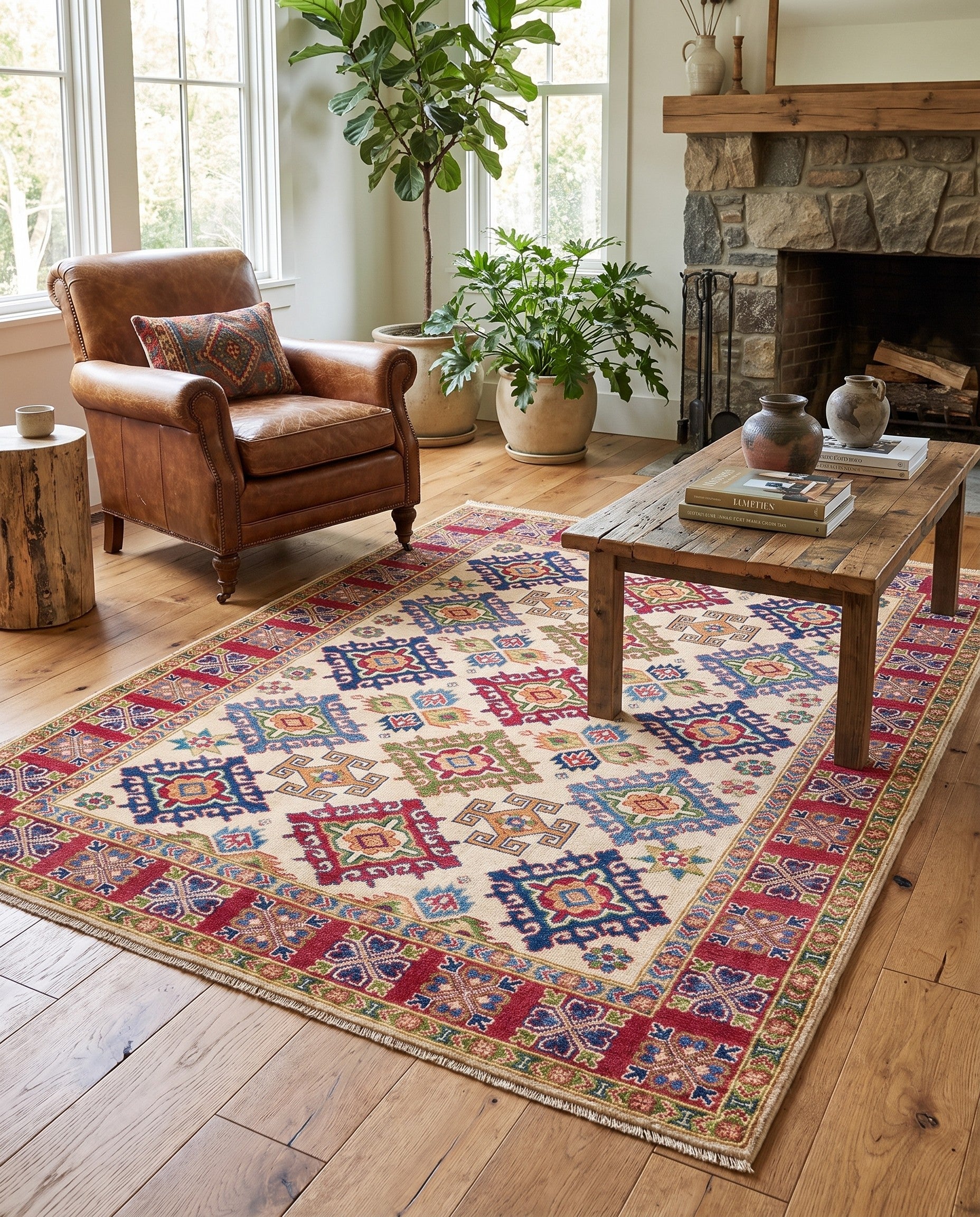 150cm x 205cm Hand Knotted Kazak Rug