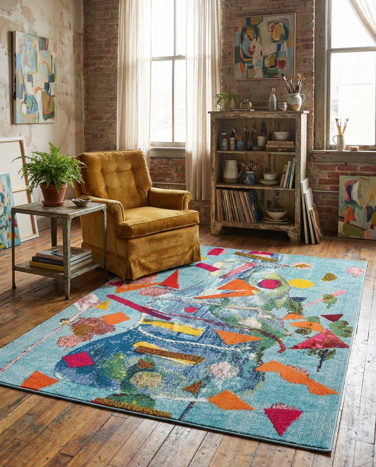 Detail image of 5' 3 x 8' Washable Vivid Rug