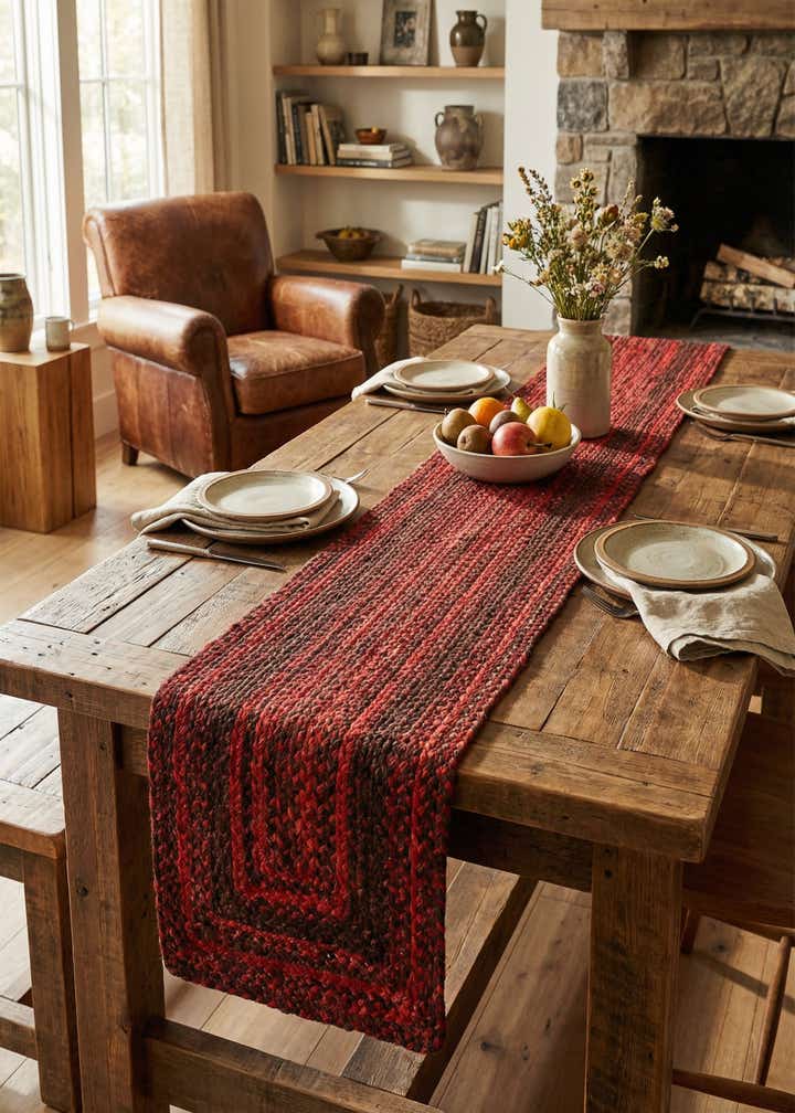 1' 2 x 6' 1 Handmade Braided Chindi Table Runner Rug