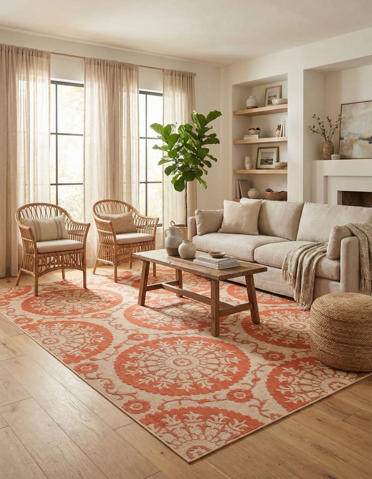 Detail image of 8' x 11' 4 Washable Botanical Indoor / Outdoor Rug