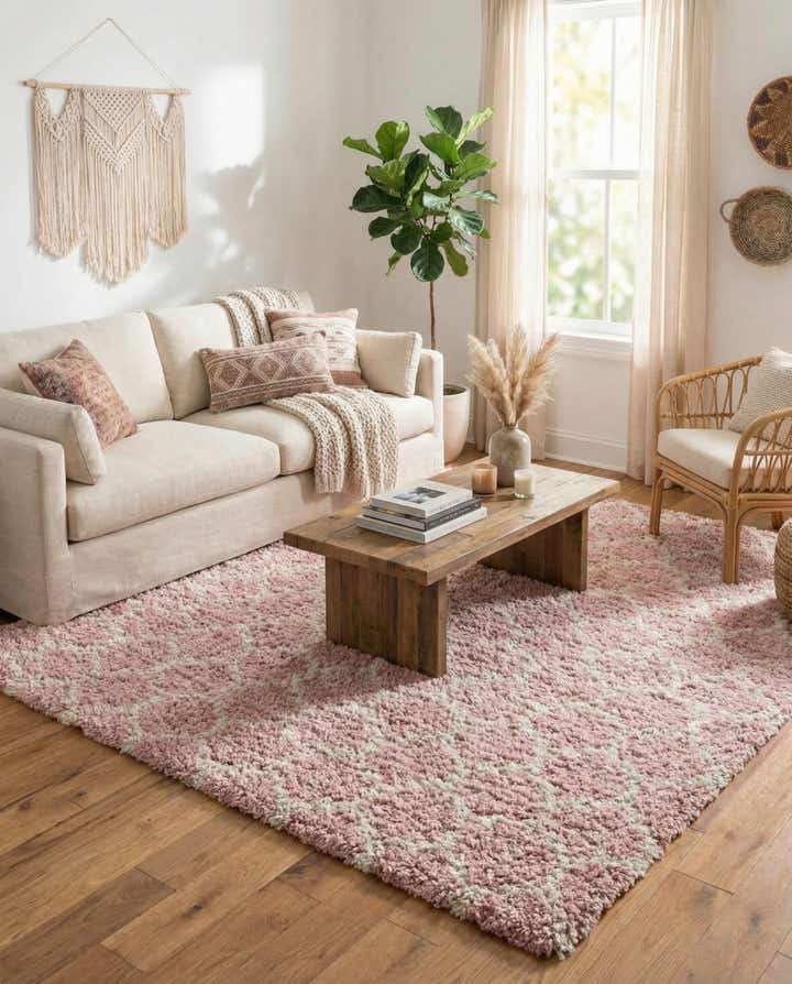 7' 10 x 7' 10 Lattice Shag Square Rug