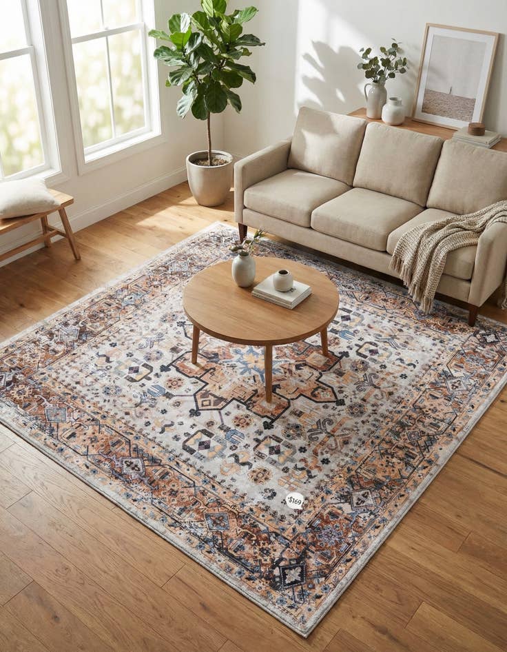 Detail image of 7' 1 x 7' 1  Washable Yara Square Rug