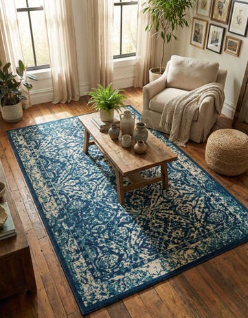 Navy Blue Dahlia Rug